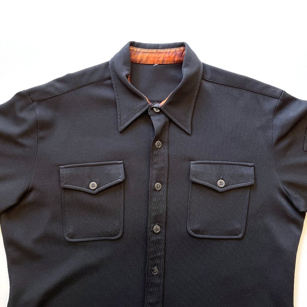 Vintage 70s Men's U.S. Navy Officers Utility Shirt Photographer's Mate X Large - Picture 2 of 8